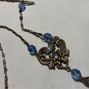 Vintage Costume Silver and Blue Necklace